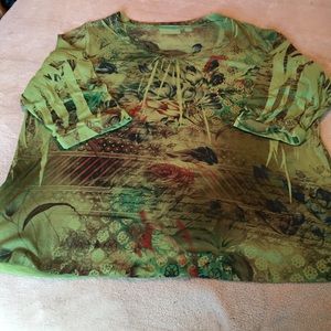 Essentials 3/4 sleeve lightweight green knit top